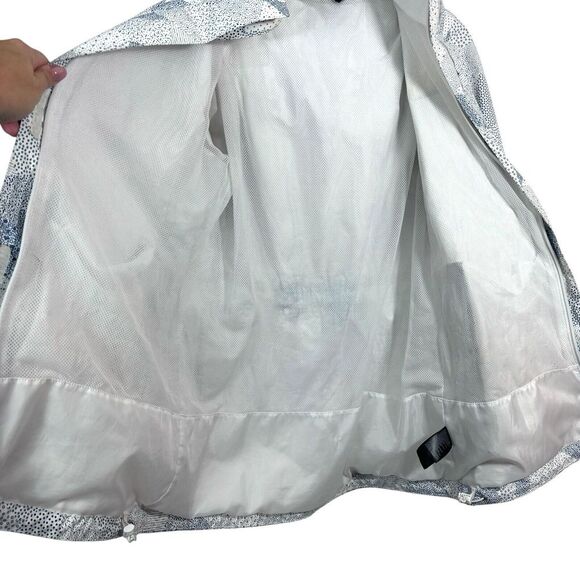 The North Face Jacket Women's S/P Blue White Print Windbreaker Hooded Shell - Picture 6 of 15